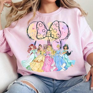 Disney Princess Shirt, Girls Trip Shirt, Disney Princess Bow Shirt, Disney Family Trip Sweatshirt, Disneyland Girl Trip Tee, Belle, Elsa image 1