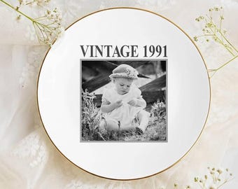 Personalized Vintage Photo Ring Dish, Custom Ceramic Keepsake Plate