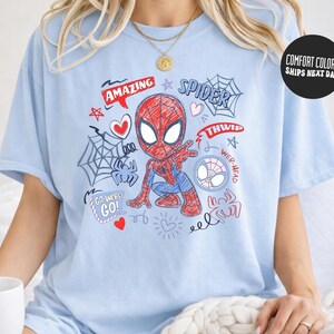 Marvel Spidey And His Amazing Friends Checkered Shirt Ghost Spider Spin Matching Tee Disney MCU Comic Tee Disneyland Family Trip Gifts zdjęcie 5