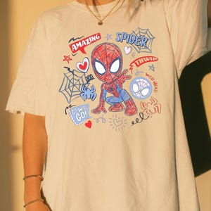 Marvel Spidey And His Amazing Friends Checkered Shirt Ghost Spider Spin Matching Tee Disney MCU Comic Tee Disneyland Family Trip Gifts zdjęcie 1