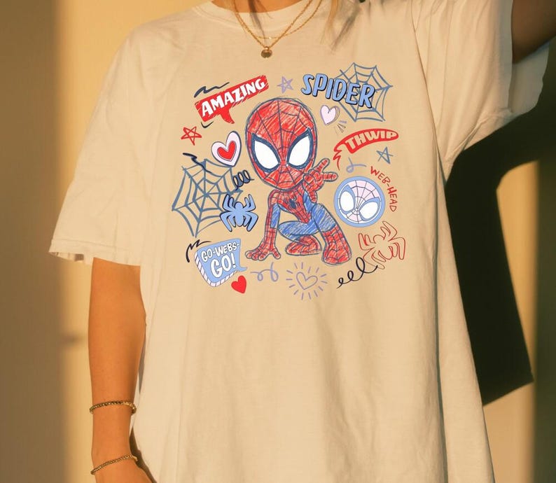 Marvel Spidey And His Amazing Friends Checkered Shirt Ghost Spider Spin Matching Tee Disney MCU Comic Tee Disneyland Family Trip Gifts zdjęcie 1