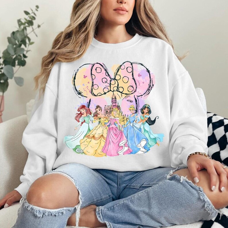 Disney Princess Shirt, Girls Trip Shirt, Disney Princess Bow Shirt, Disney Family Trip Sweatshirt, Disneyland Girl Trip Tee, Belle, Elsa image 4