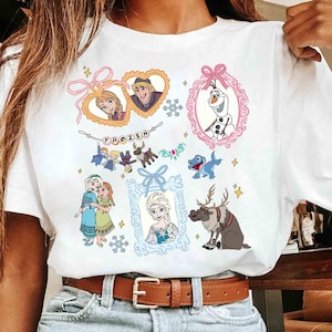Camiseta de acuarela de Elsa, Anna, Olaf y Sven de Frozen con lazos coquetos imagen 3