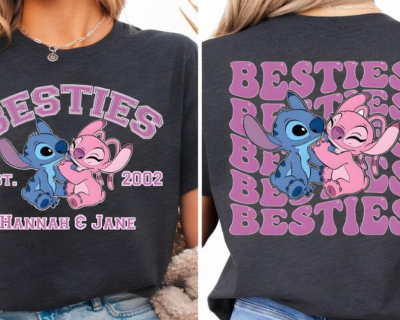 Sudadera Stitch Angel Besties, camiseta a juego Disney Friends, camiseta Stitch Angel Besties, camiseta Disney Stitch, camiseta Disney Besties imagen 7
