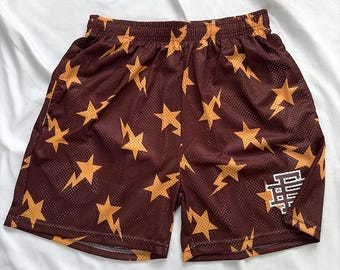 Short de basketball en maille marron Lightning Star, tailles enfant (EE), short de sport homme, short de gym rétro streetwear d'été