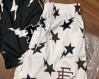 White Star Mesh Basketball Shorts Mens Athletic Gym Shorts Breathable Sports Training Shorts Mesh Shorts Summer Sports Streetwear