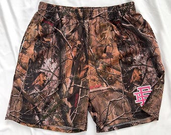 EE Camo Mesh Basketball Shorts, Realtree Style Hunting Athletic Shorts for Men, Breathable Outdoor Gym Shorts Hunting Camo Mesh Shorts