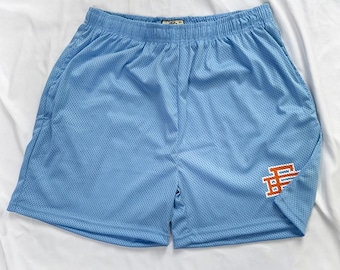 EE Basic Logo Mesh Basketball Shorts, Men’s Navy Athletic Gym Shorts, Breathable Sports Training Shorts Navy Wolf Graphic Basketball Shorts
