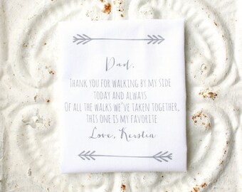 FATHER of the bride handkerchief . thank you for walking by my side . this walk is my favorite cotton wedding hankie . wedding handkerchief