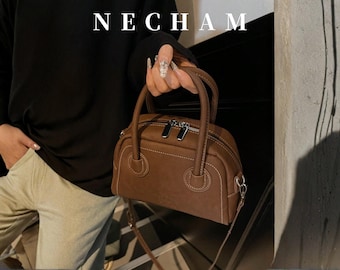 Brown Mini Top Handle Crossbody Bag, Elegant Purse