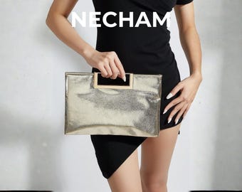 Gold Clutch Bag Metallic Evening Purse Elegant Wedding Party Handbag Shoulder Bag Womens Gift