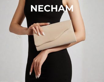 Beige Wildleder Clutch Elegante Minimalistische Tasche