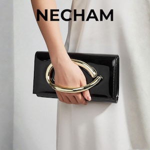 Clutch Negro Charol Elegante Bolso Fiesta Mujer
