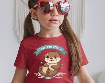 Cozy Love Animals Otter Kids Shirt – Cute Otter Toddler Tee, Pastel Sea Animal Youth Sweatshirt, Matching Family Outfit
