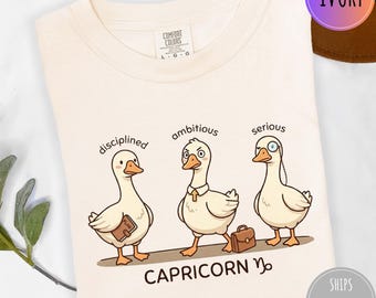 Capricorn Goose Shirt Funny Zodiac Tee, Ambitious Disciplined Resilient Astrology Shirt, Capricorn Birthday Gift Tee