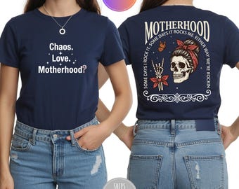 Chaos Love Motherhood Shirt, Minimalist Mom Shirt, Modern Mom Graphic Tee, Aesthetic Mom Shirt, Trendy Mom Gift, Motherhood Tee