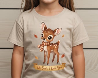 Kids Deer Shirt, Toddler Forest Animal Tee, Cute Pastel Deer Shirt for Kids, Woodland Graphic Youth Sweatshirt, Cottagecore Kids Outfit