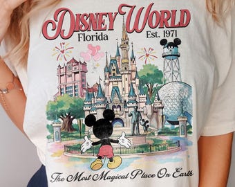Disneyworld Vintage Mickey Comfort Colors Shirt, Disney 2026 Trip Disney Vacation Tee, Retro Mickey And Friends Shirts, Walt Disneyworld Tee