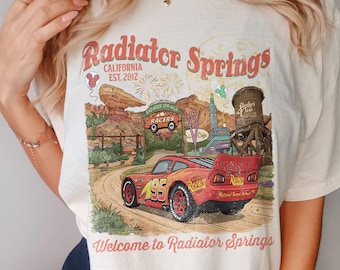 Vintage Radiator Springs Lightning McQueen Disney Tee, Pixar Cars Family Shirt, Disneyland Vacation Comfort Colors