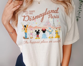 Disneyland Paris Comfort Colors Shirt, Retro Paris Vacation Graphic Shirt for Family Trip, Eiffel Tower Mickey Mouse Shirt