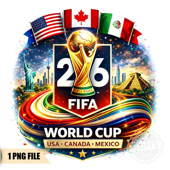 FIFA World Cup 2026 USA Canada Mexico Trophy Flags Soccer Tshirt, Digital Download