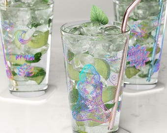 Vaso de pinta de yoga - Mandala de loto para meditación, 473 ml (16 oz)