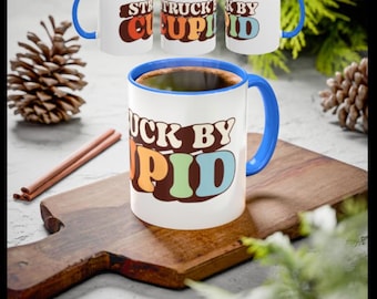 Taza de cerámica "San Valentín" - "Golpeado por Cupido" - Personalizable - Varios colores