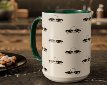 Watching You Alien Mug - Alien Pattern Coffee Cup - 2 sizes - Multiple Colors