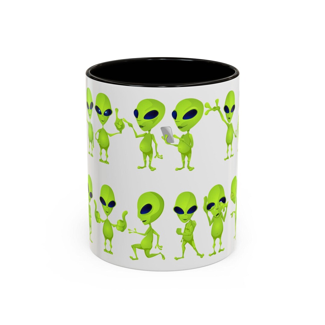 Dancing Green Aliens Mug - Alien Pattern Coffee Cup - 2 Sizes ...