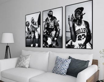 Poster of Kobe Bryant, Stephen Curry, and Michael Jordan, basketball poster, basketball wall art, vintage NBA poster, NBA wall art