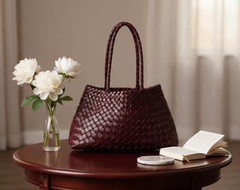 Handmade Woven higher quality PU leather Tote Bag: Large Capacity Minimalist Shoulder Bag