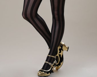 Black Stripe Tights Pantyhose