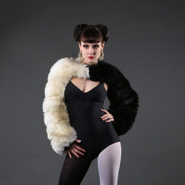 Black & White Cruella Faux Fox Fur Jacket