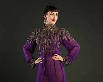 Purple Embellished Gown ~ Overcoat