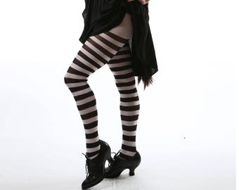 Black and White Stripe Tights Pantyhose