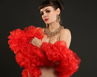 Red Burlesque Boa ~ vegan organza ~ cabaret and drag costume