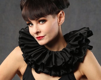 Neck Ruffle Circus Costume in Black  ~ Ruffle Collar Mens and Womans