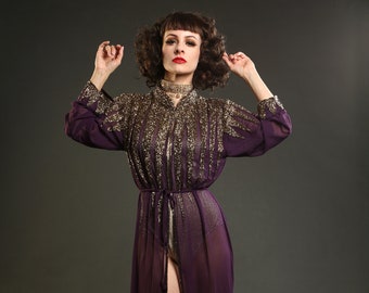 Dark Purple Embellished Gown ~ Overcoat