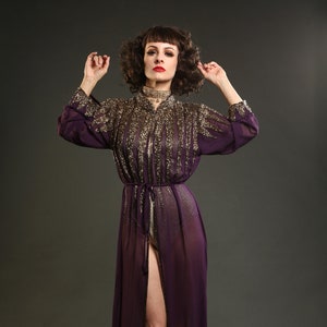 Dark Purple Embellished Gown ~ Overcoat