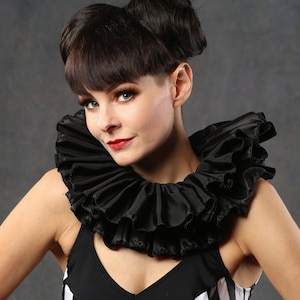 Neck Ruffle Circus Costume in Black  ~ Ruffle Collar Mens and Womans