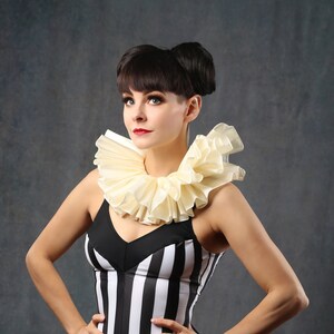 Neck Ruffle Circus Costume in Ivory  ~ Ruffle Collar Mens and Womans