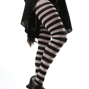 Black and White Stripe Tights Pantyhose image 3