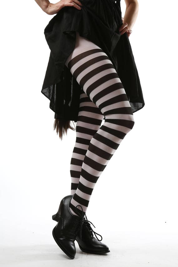 Black and White Stripe Tights Pantyhose -  Canada