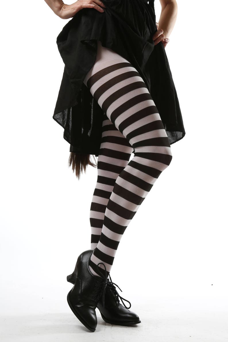 Black and White Stripe Tights Pantyhose image 3