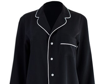 SALE Pyjamashirt dames, Lyocell bamboe los shirt met riem, duurzame mode, tencel jas, luxe dames pyjama blouse, herfstkleding