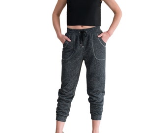 SALE SILVER Gray sweatpants, French Terry Drawstring Joggers, Lounge pants/ Workout pants/ Plus size pants SILVER