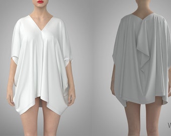Tunique drapée batwing top, extravagant loose top femmes, dolman sleeve oversized blouse LITA
