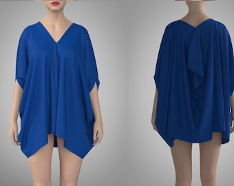 Gedrapeerde tuniek batwing top, extravagante losse top vrouwen, dolman mouw oversized blouse LITA