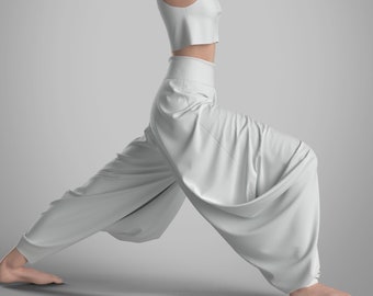 Draped Harem Pants: Loose Jersey Trousers, Plus Size Boho Chic