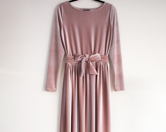 Robe de bal VENTE, robe maxi en velours à manches longues, robe de bal taille plus, robe d’invité de mariage, robe maxi formelle, robe longue modeste